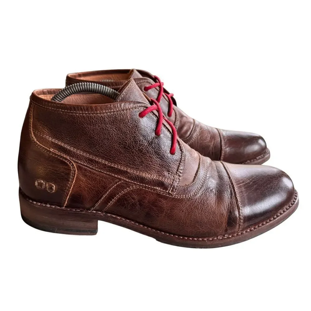 Bed Stu Cobbler Leather Distressed Men’s Boot Lace up Brown Red Laces Size 11